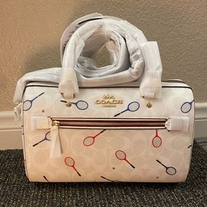Rowan Satchel In Signature Canvas With Racquet Print for tennis players!